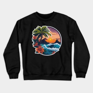 Palm trees in a beach Crewneck Sweatshirt